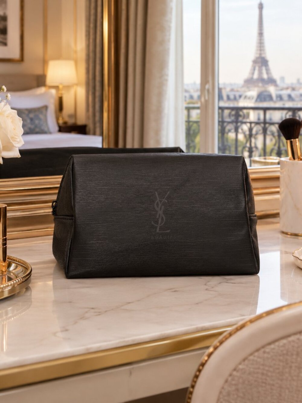 NWOT - Yves Saint Laurent Parfums Cosmetic / Travel / Toiletry Bag - Black